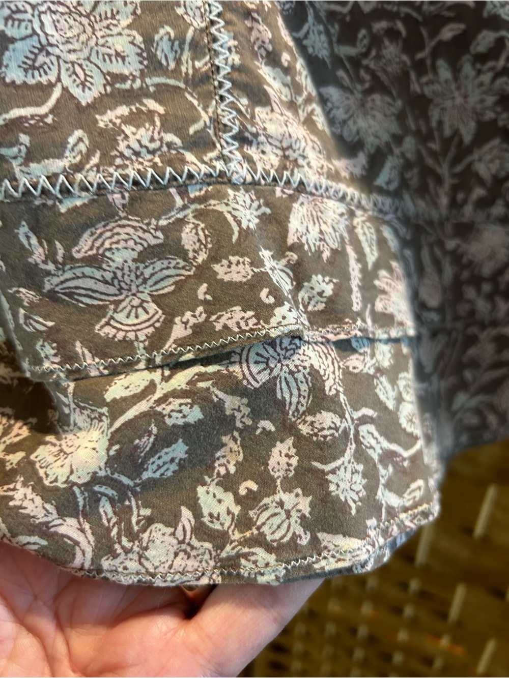 J. Jill Brown White Floral A-Line Pull On Midi Skirt Boho Cottagecore MP - Picture 3 of 6